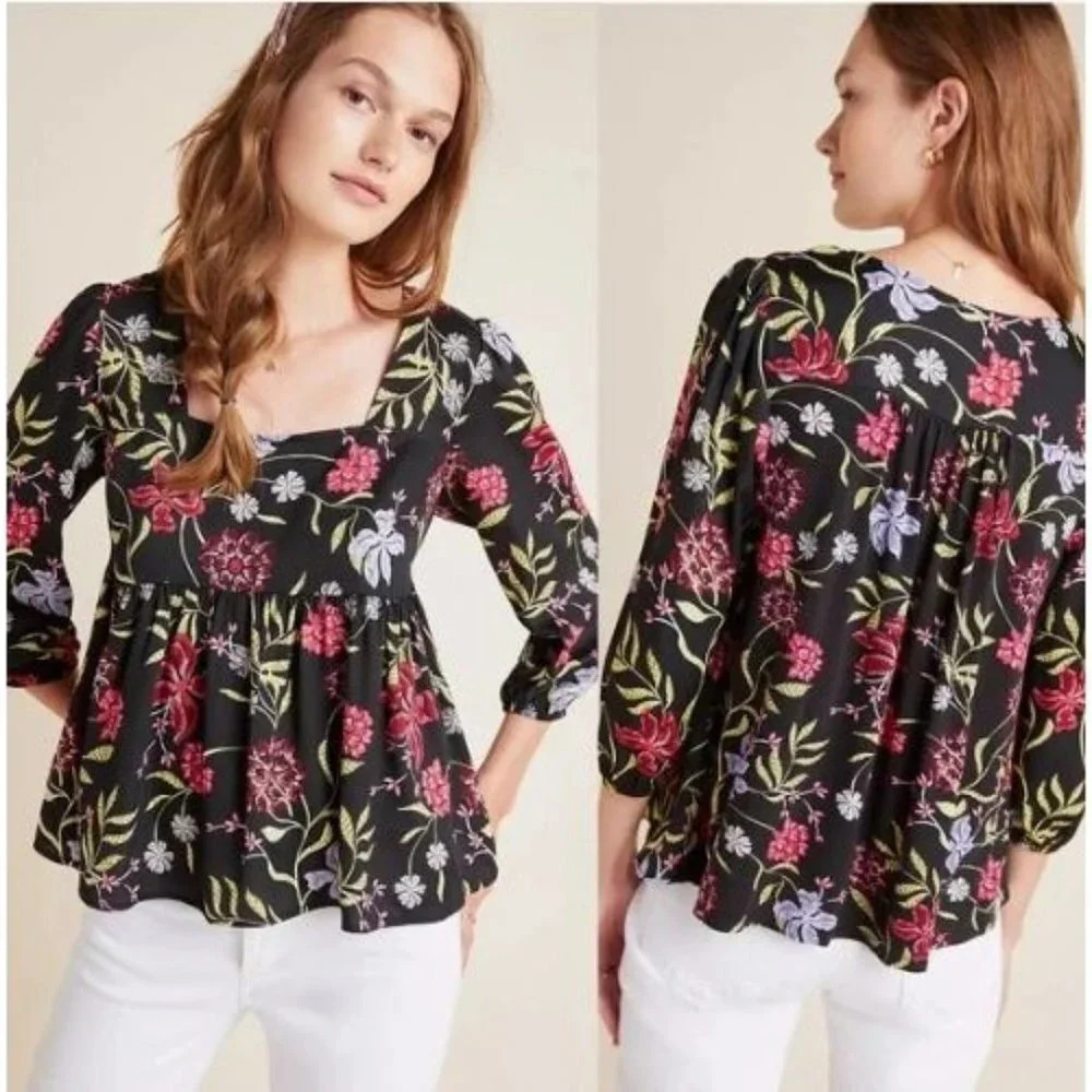Anthropologie Dolan Cherie Floral Babydoll Top